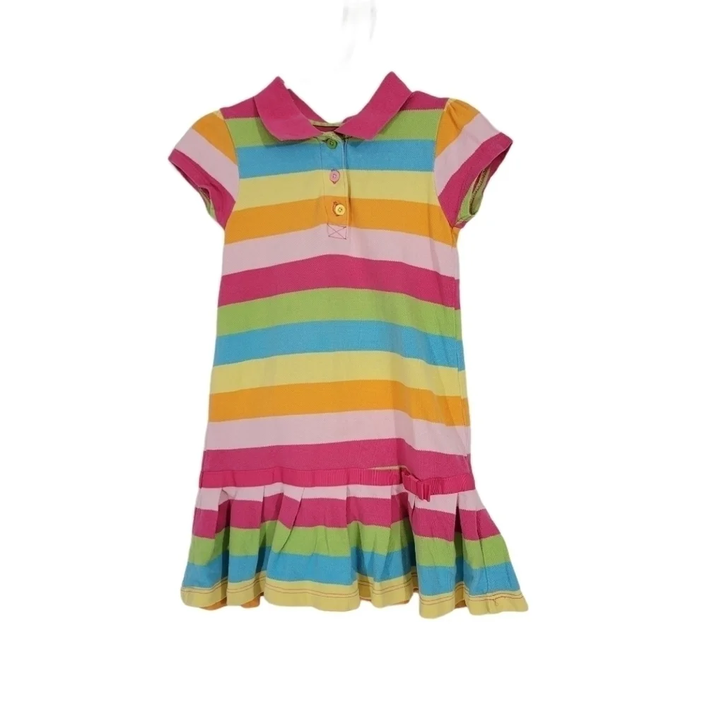 Carter's Rainbow Striped Peplum Ruffle Polo Dress